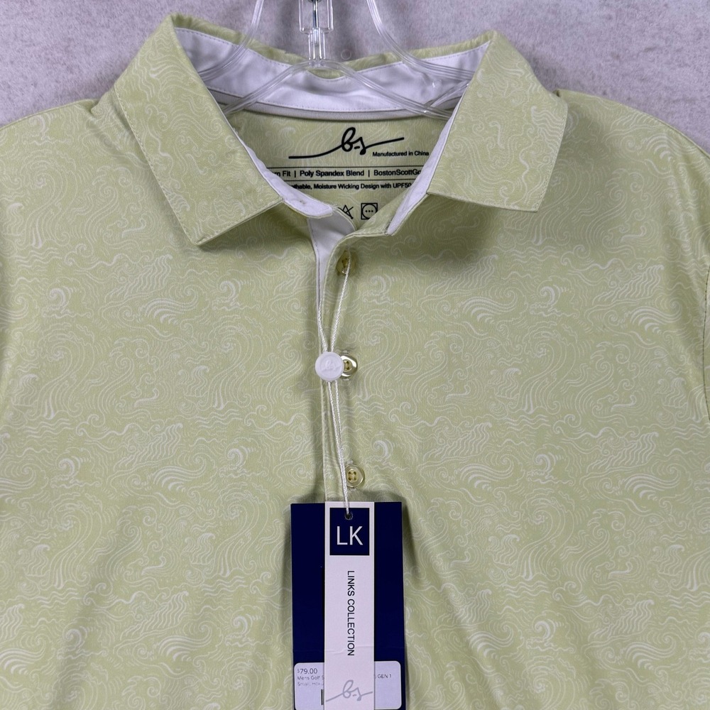 Boston Scott Golf Links Collection Polo Shirt Mens Small Green Hoku Wave UPF50